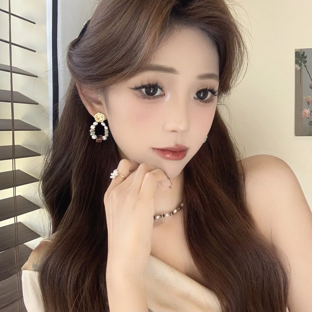 FULL GIRLISH耳环01803复古优雅珠珠耳钉耳饰