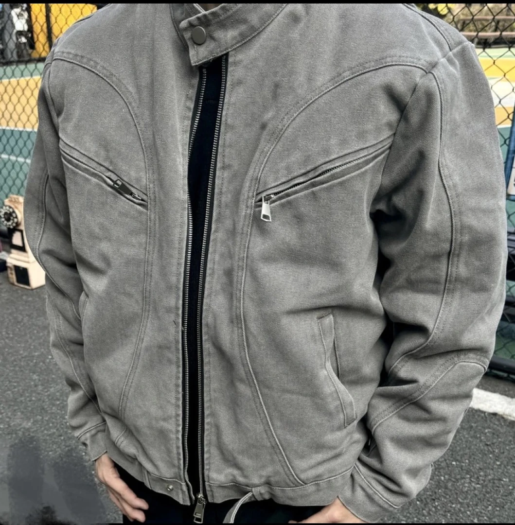 【金果子】哈灵顿重磅水洗帆布牛仔高街cleanfit立领工装外套K04