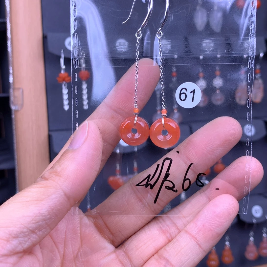 南红玛瑙耳饰银S925镶嵌静**花