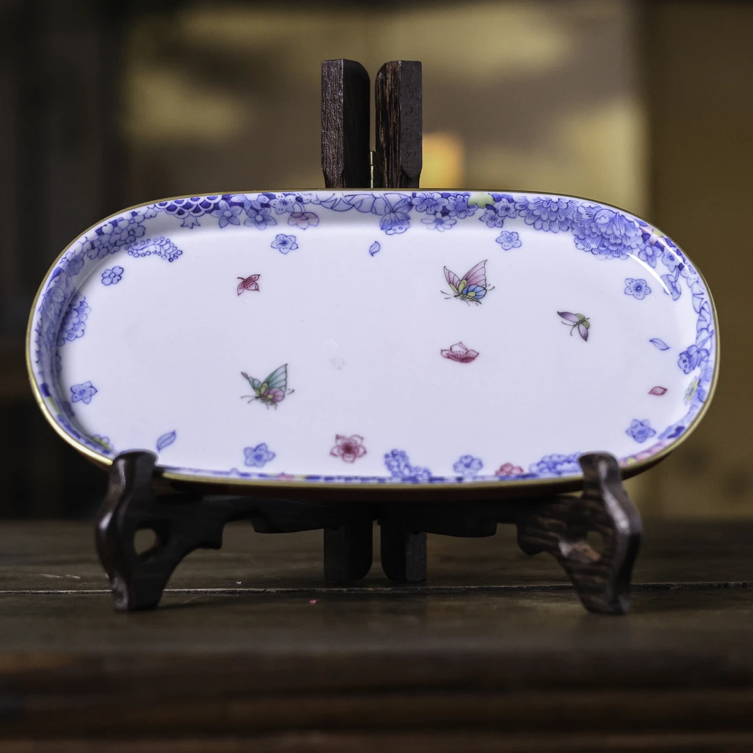 【悦生活】玫瑰红-华隐堂-万花大异形托-长19CM宽10CM（华隐S0843）