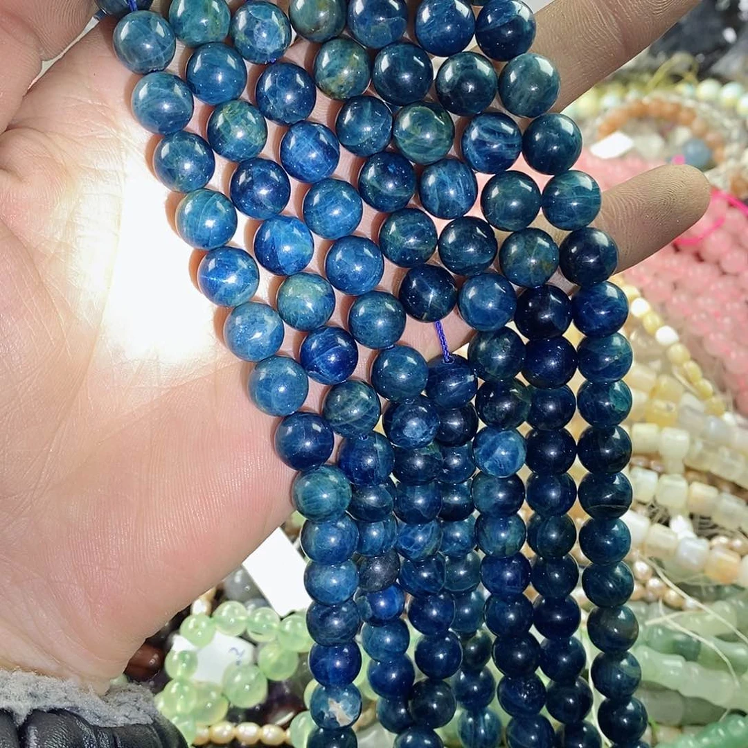 玛瑙/玉髓珠宝半成品未镶嵌一条天然10mm蓝鳞灰圆珠