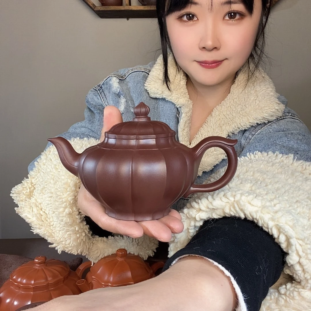 紫砂茶壶人*笑樱筋纹220cc……