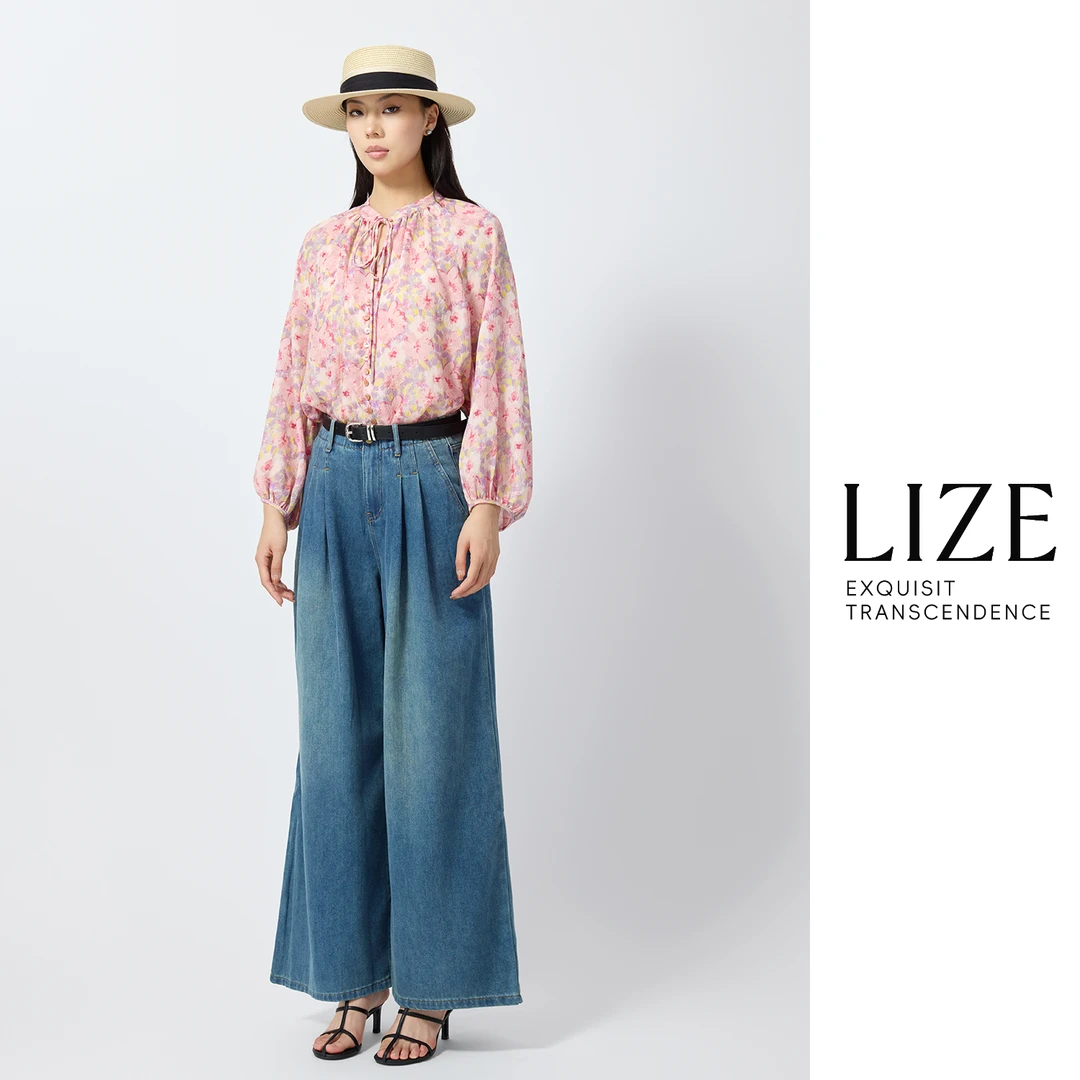 LIZE「花海」皱感肌理面料.花卉上衣ZEA0061
