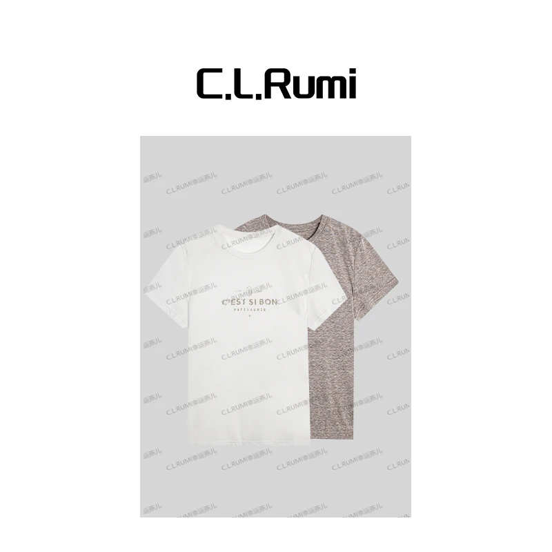 【燕子甄选】Venice清爽 威尼斯  2025夏休闲字母印花女士T恤6813tx