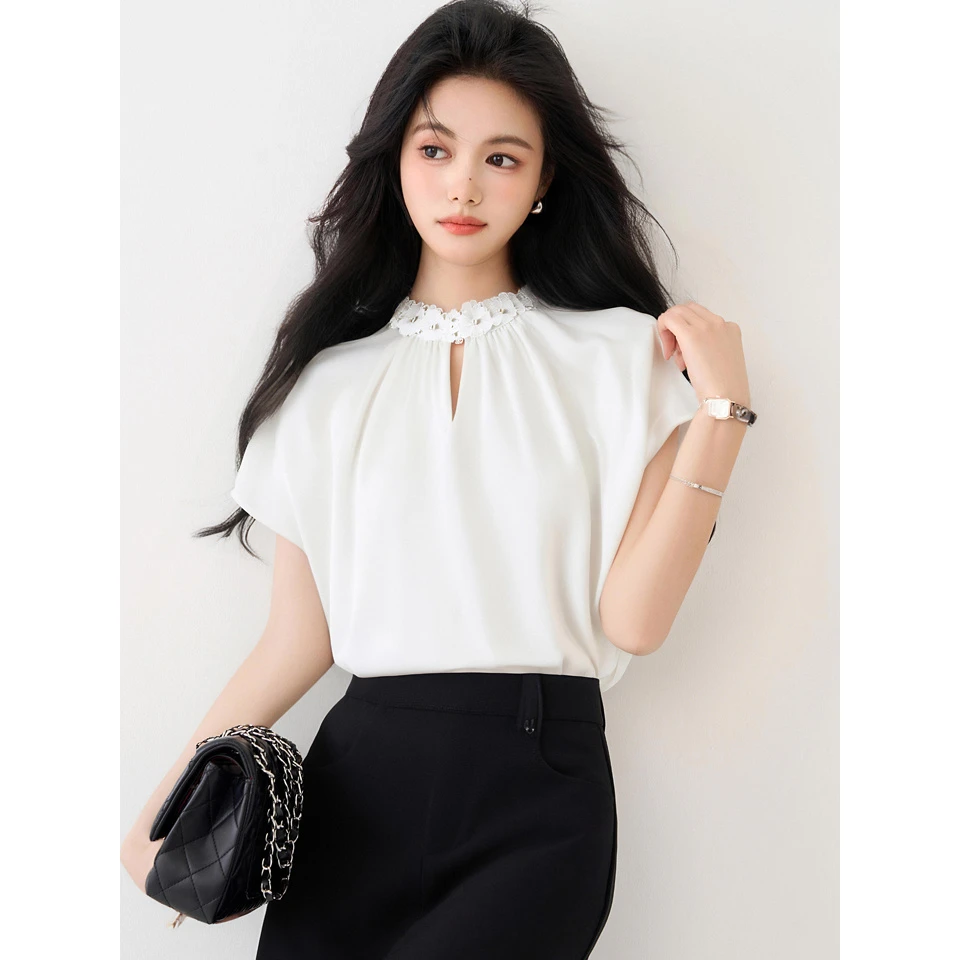 重工短袖衬衫夏装通勤职业衬衣高级感法式别致上衣漂亮小衫气质