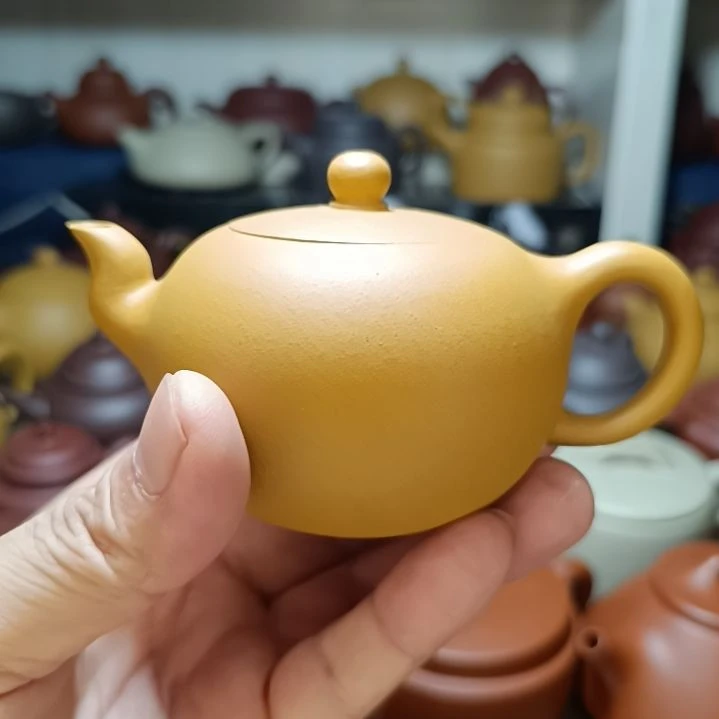 紫砂茶盘原矿黄金段泥一粒珠200cc内推半手工