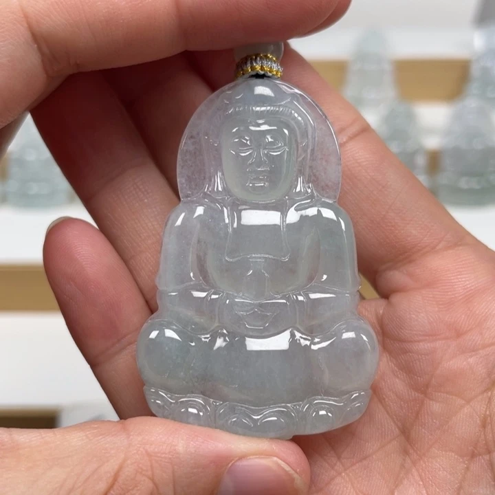 翡翠未镶嵌套链天然缅甸翡翠A货观音72号