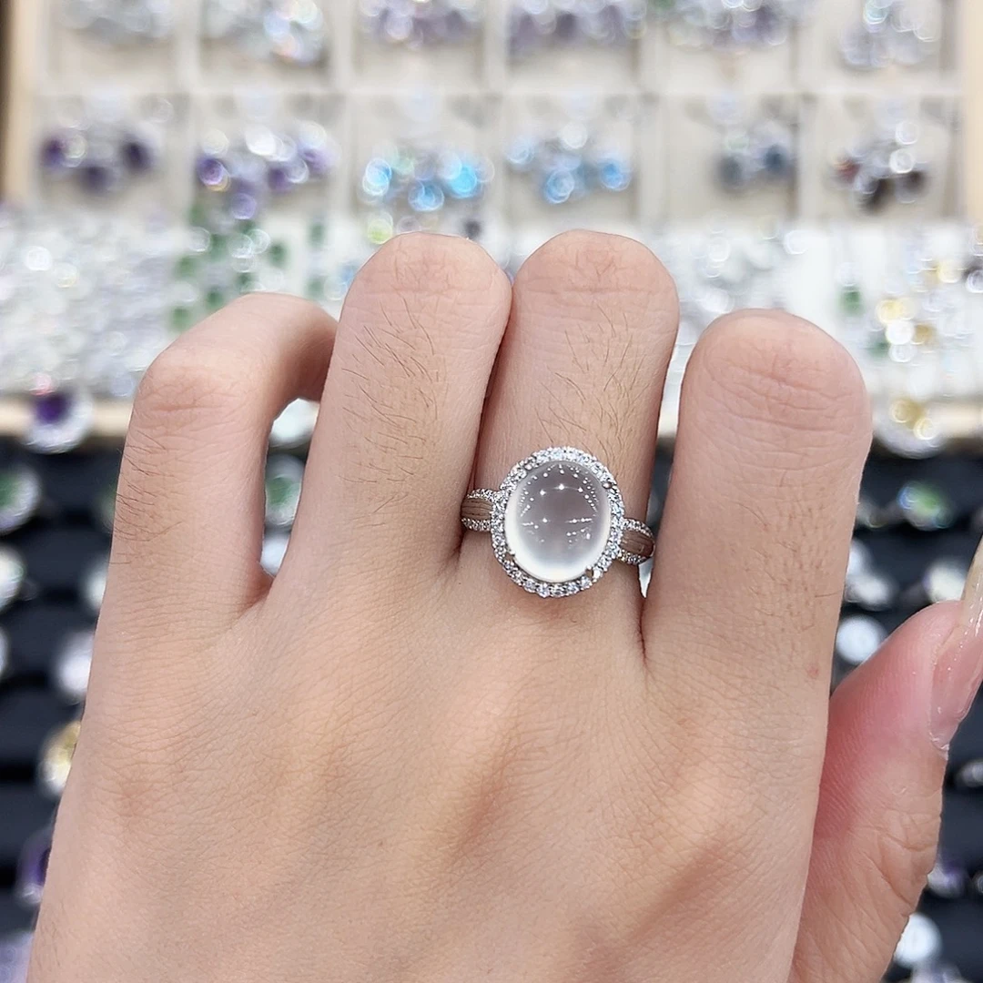 岫玉银S925镶嵌戒指