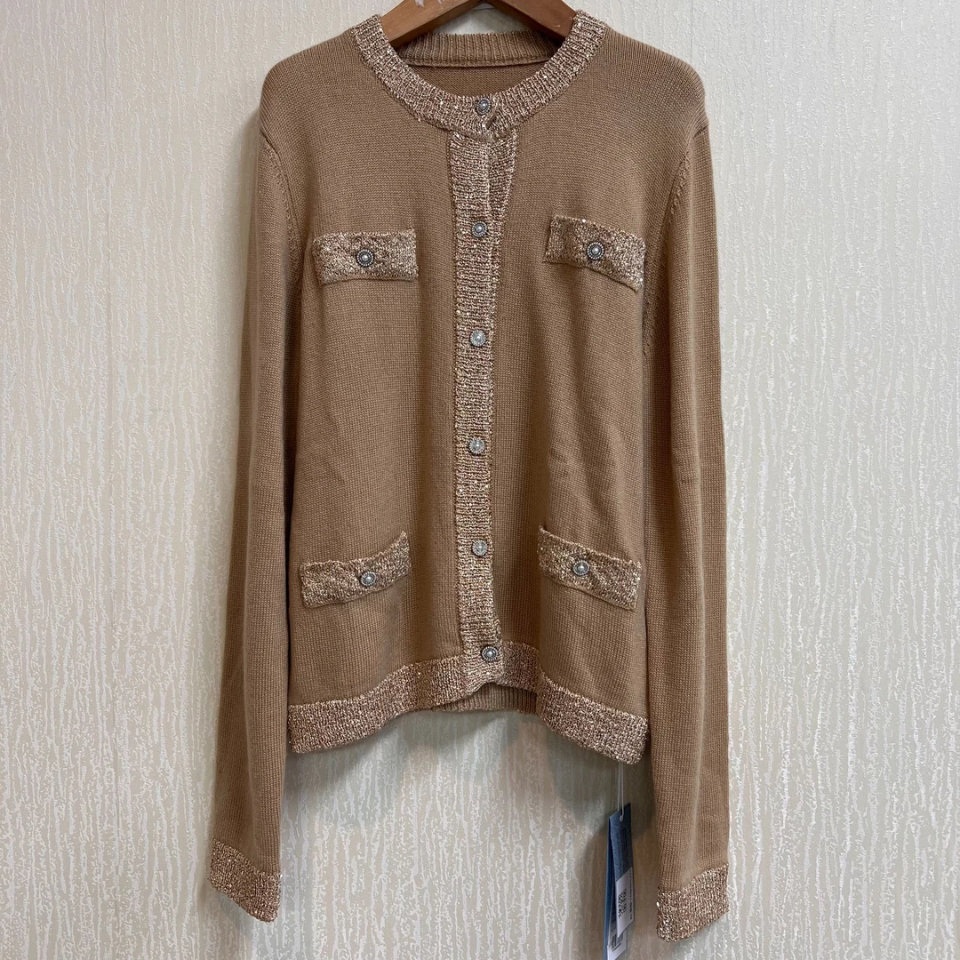 驼色【艺】常规衫时尚短外套针织休闲风上衣【1YT5404091】【1128】