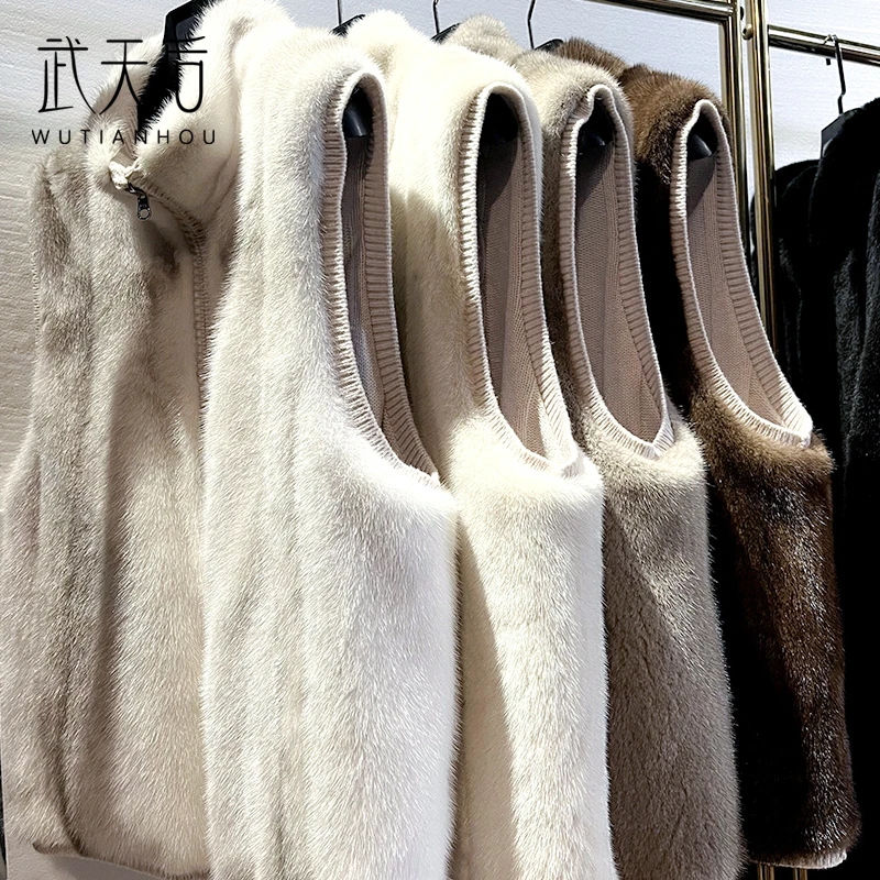 进口水貂整貂马甲女短款时尚坎肩马甲背心冬季立领皮毛大衣