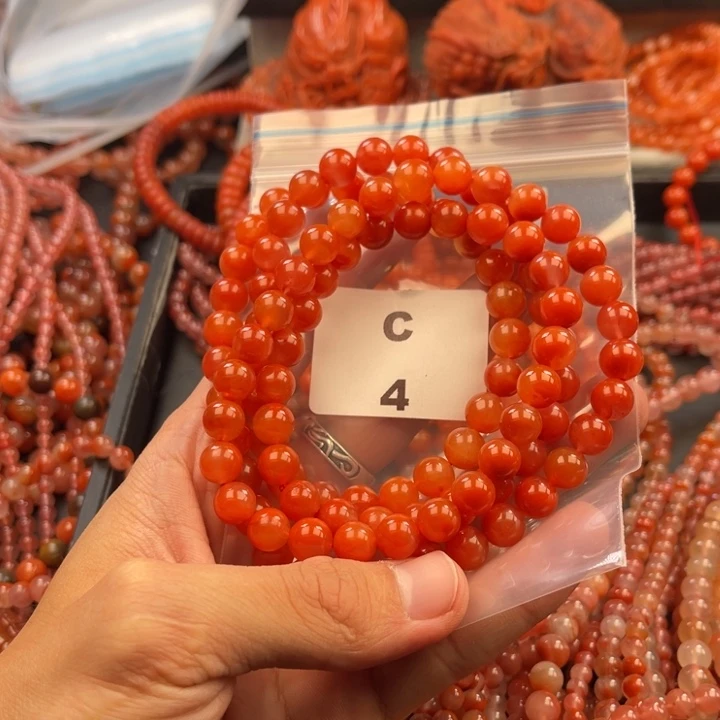 叶***)南红玛瑙未镶嵌多样性发货默认微瑕称重8mm96.9