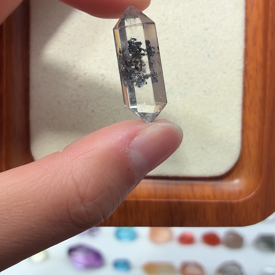 银S925镶嵌珠宝半成品水晶闪灵双尖