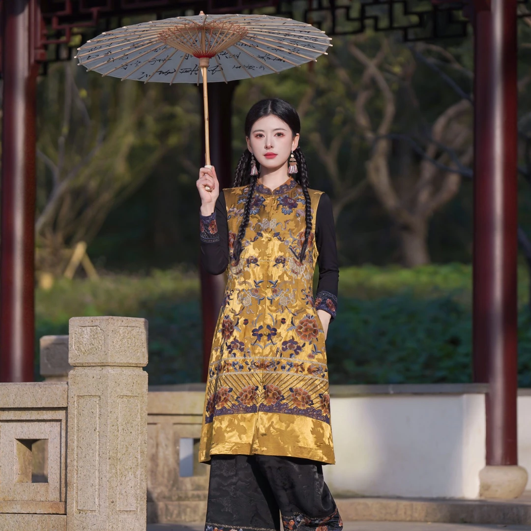 [WYZAKING]【金蕊凝香】新款新中式刺绣满绣气质坎肩马甲