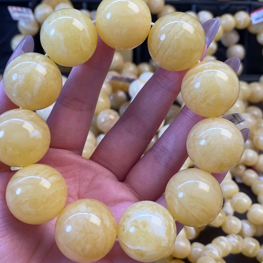 未镶嵌琥珀裸石满蜡虎皮顺纹23