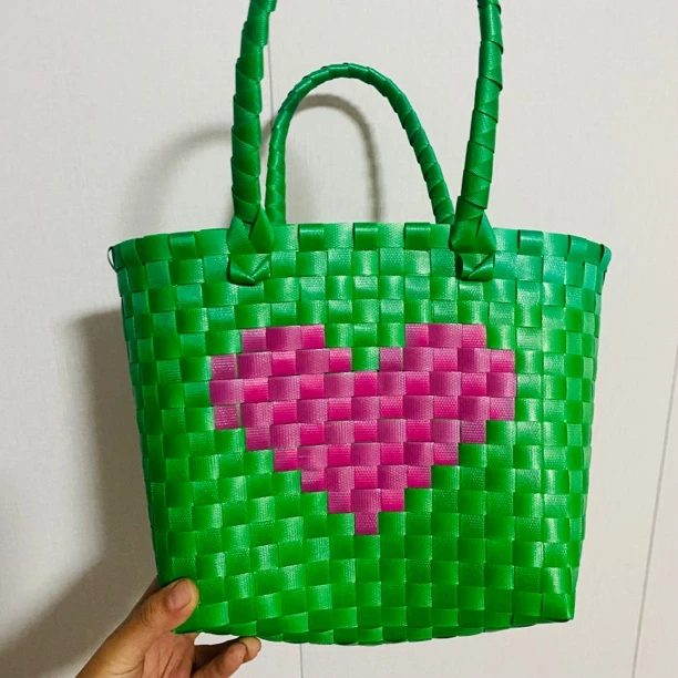 编织手机袋敞口清新甜美手提包小众百搭编织包手提包包简约