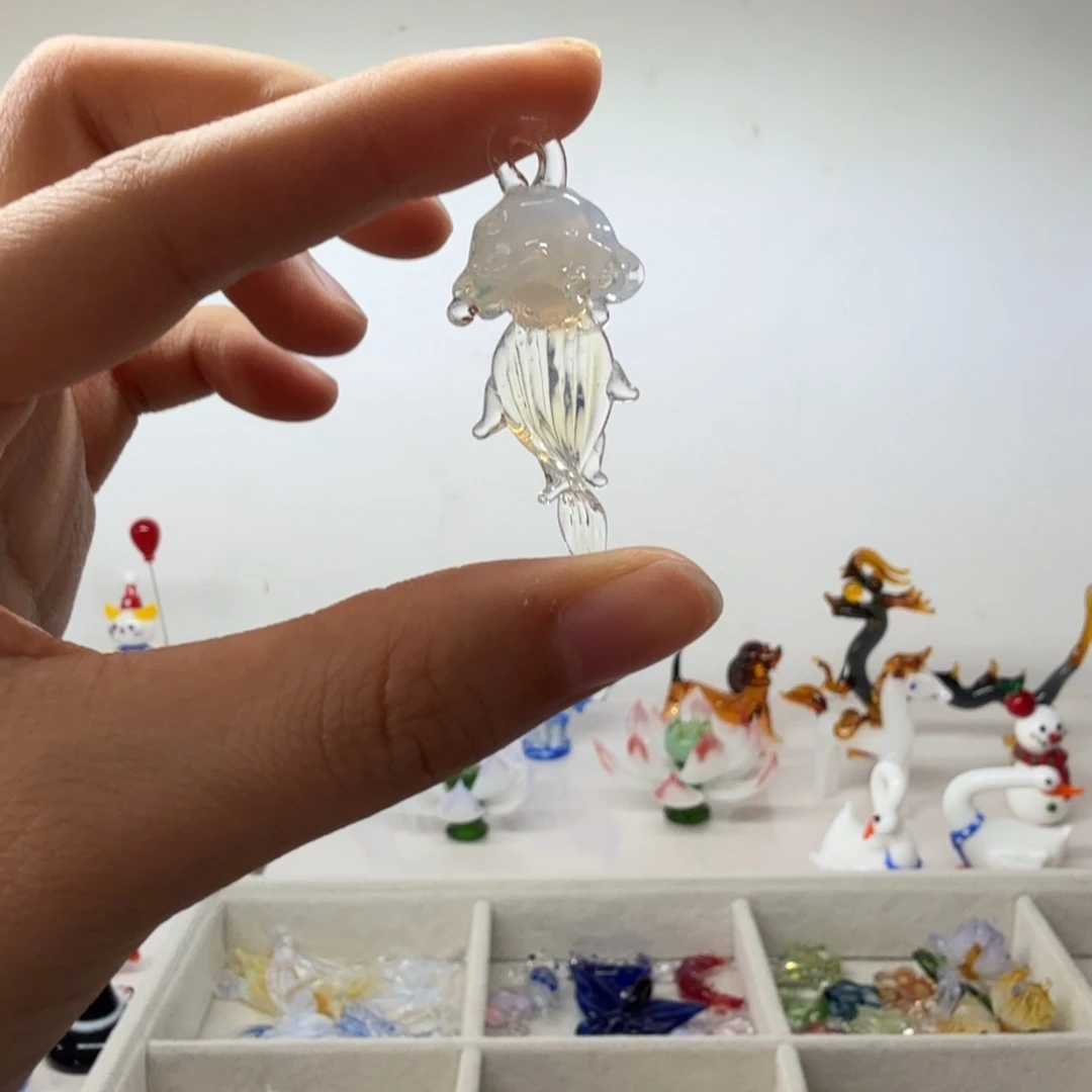 琉璃手工艺品幽灵白水母吊坠