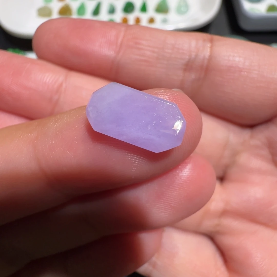 定制翡翠未镶嵌冰紫随行包工做如意树叶等简单题材
