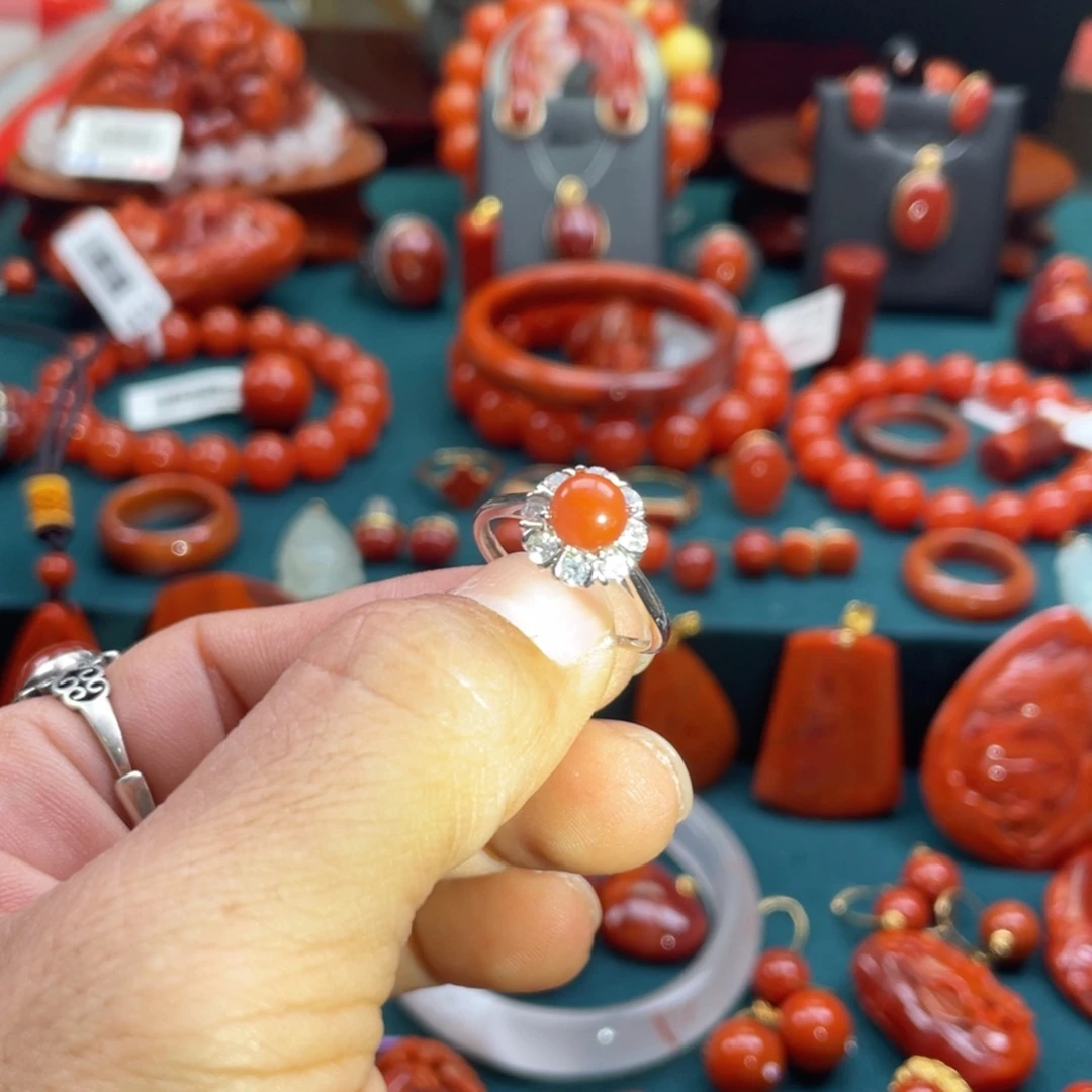 月****南红玛瑙银S925镶嵌川料南红戒指