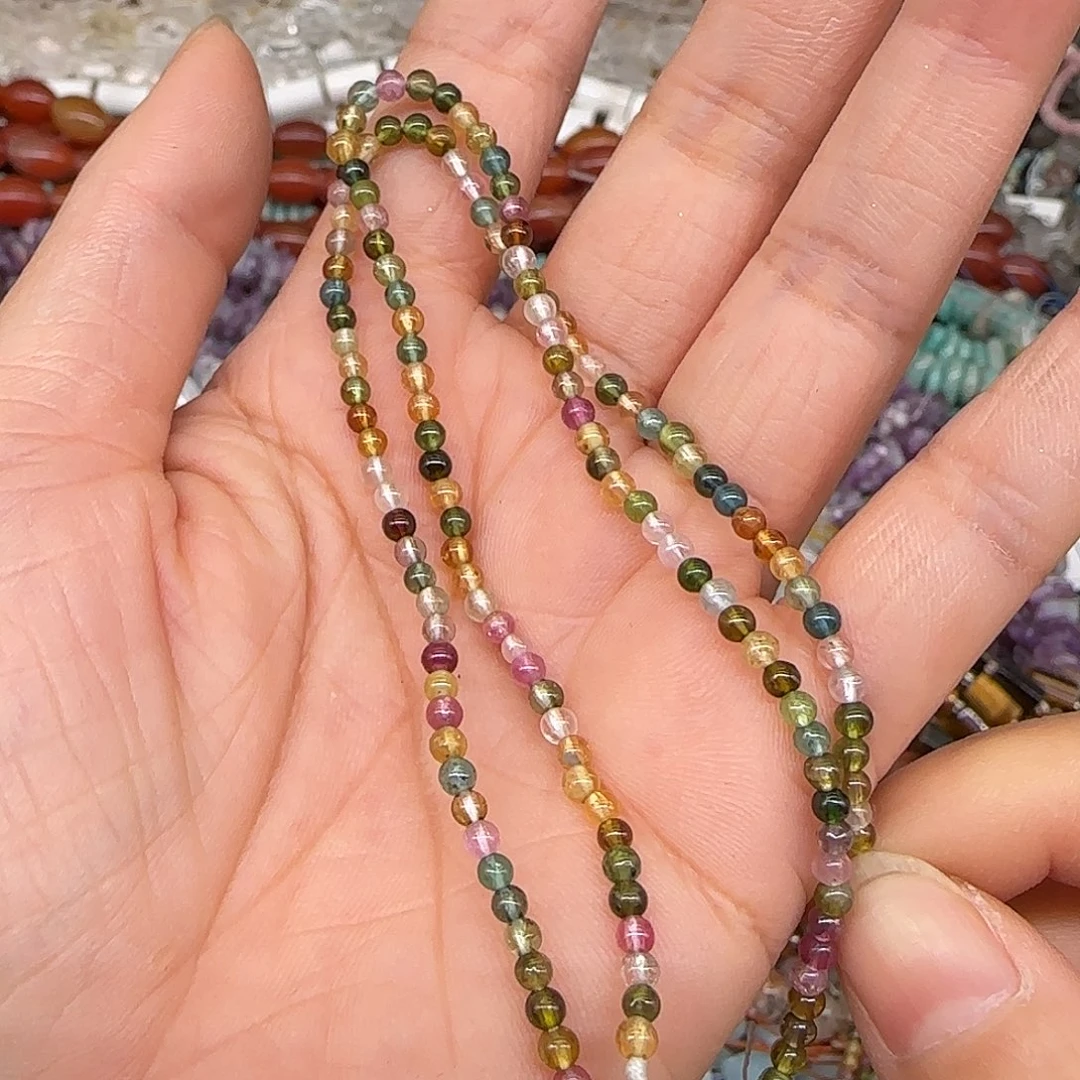 玛瑙/玉髓合金珠宝半成品碧玺3mm一条