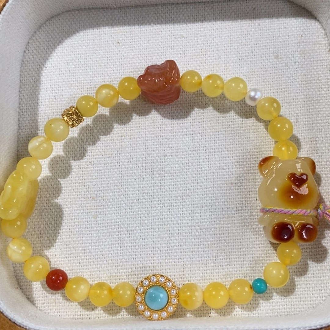 蜜蜡未镶嵌裸石手链