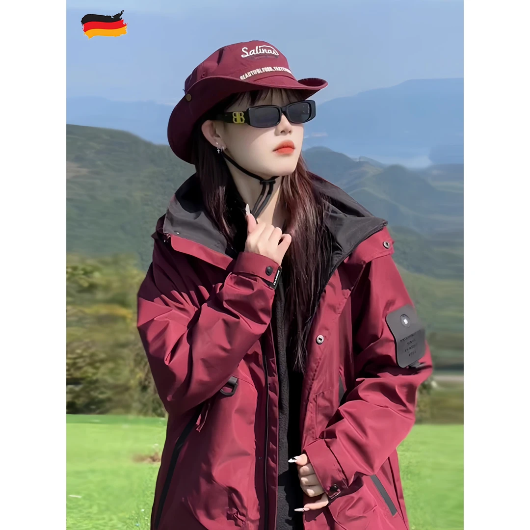 德国户外冲锋衣男女同款三合一2025新款外套防风防水可拆卸登山服