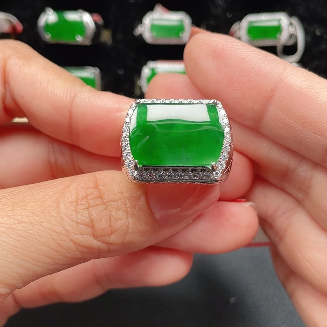 翡翠银S925镶嵌戒指编号3996没运费险