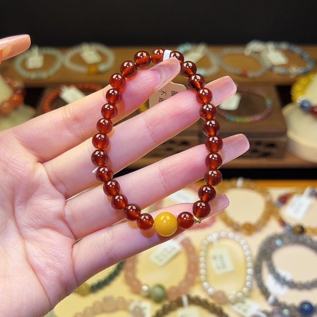 手串水晶银S925镀金镶嵌石榴2002