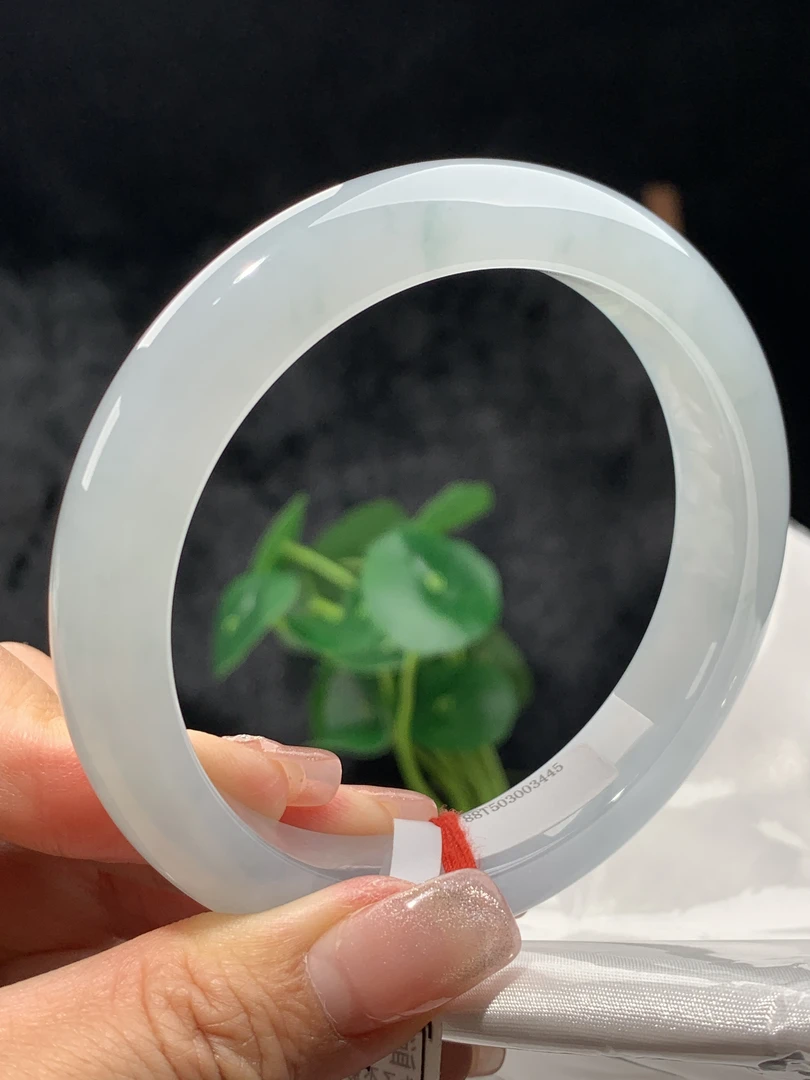 天然缅甸翡翠A货老坑料冰飘花冰晴底正圈手镯大圈口62/12.39