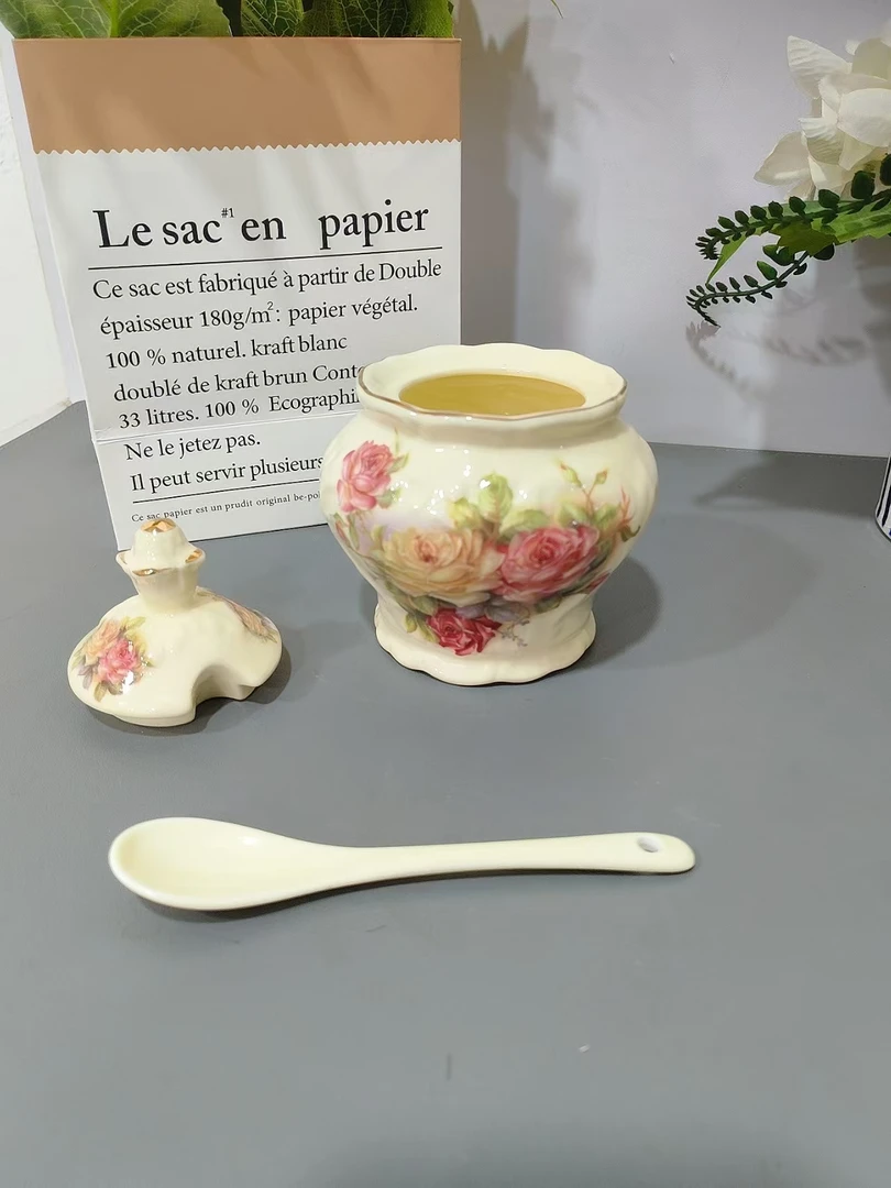 欧式高档老镇玫瑰调味罐