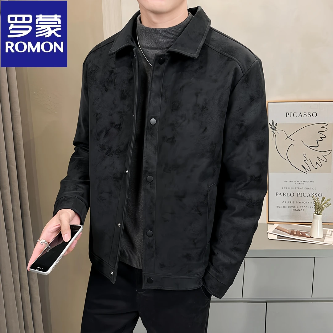 Romon/罗蒙冬季新款抗皱羽绒服男士加绒保暖时尚商务休闲防风外套