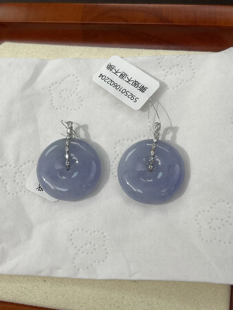 天然缅甸a货翡翠18k金扣头紫平安扣（多样性发其一）