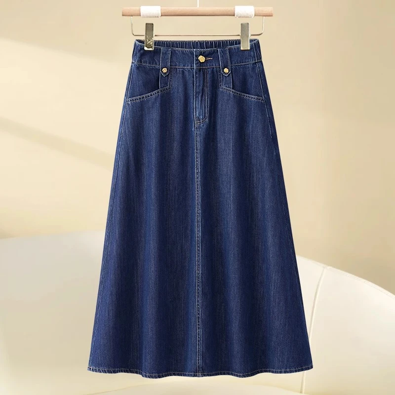 复古牛仔半身裙女春夏2025新款高腰垂感显瘦伞裙a字裙中长款半裙