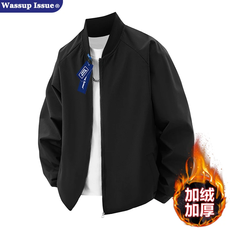 WASSUP ISSUE美式潮牌秋冬棒球领夹克男款宽松百搭休闲情侣外套男