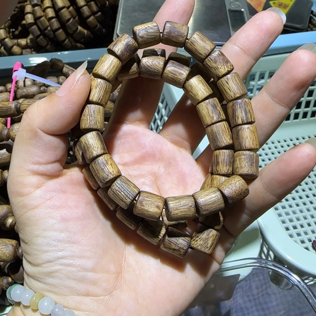 沉香手串醇化老料金丝油海南乌身圆叶桶珠单圈5g多样性发一
