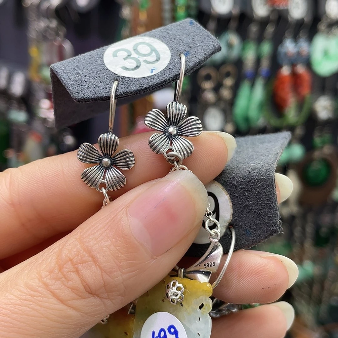 可***多琥珀银S925镶嵌耳饰882hhbhh