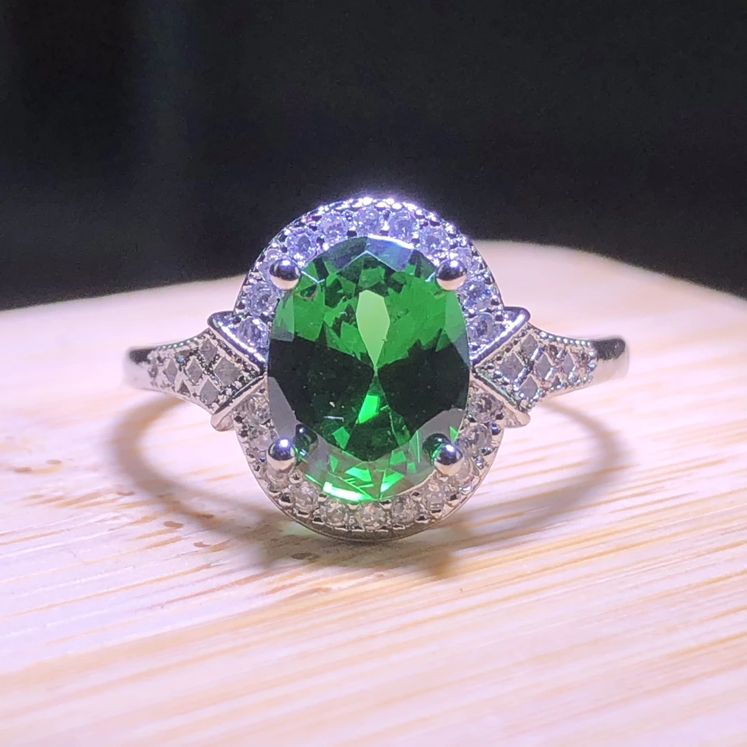 11124深宝绿色戒指活口戒指美培育丽精致可调节精选LV1