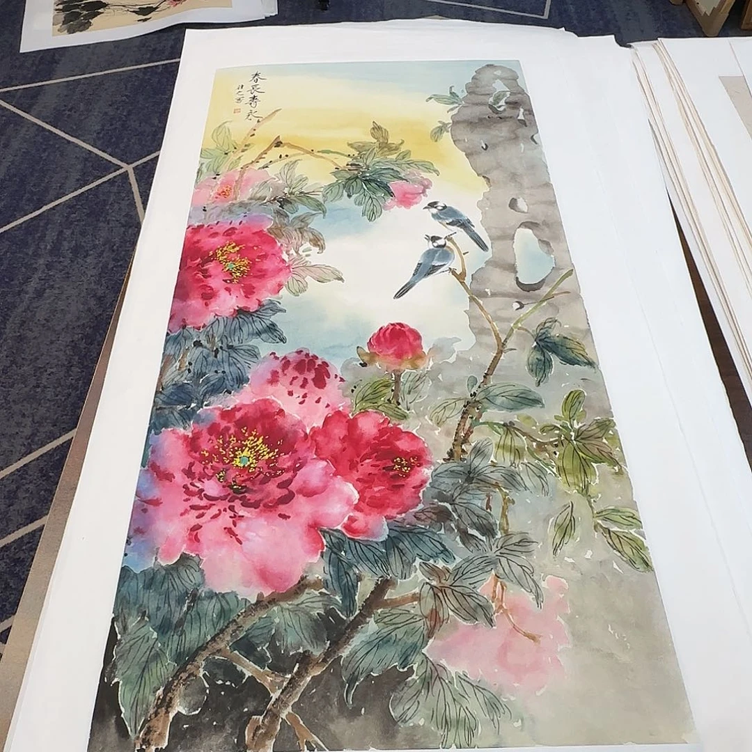 国画100*50纯手绘于往之