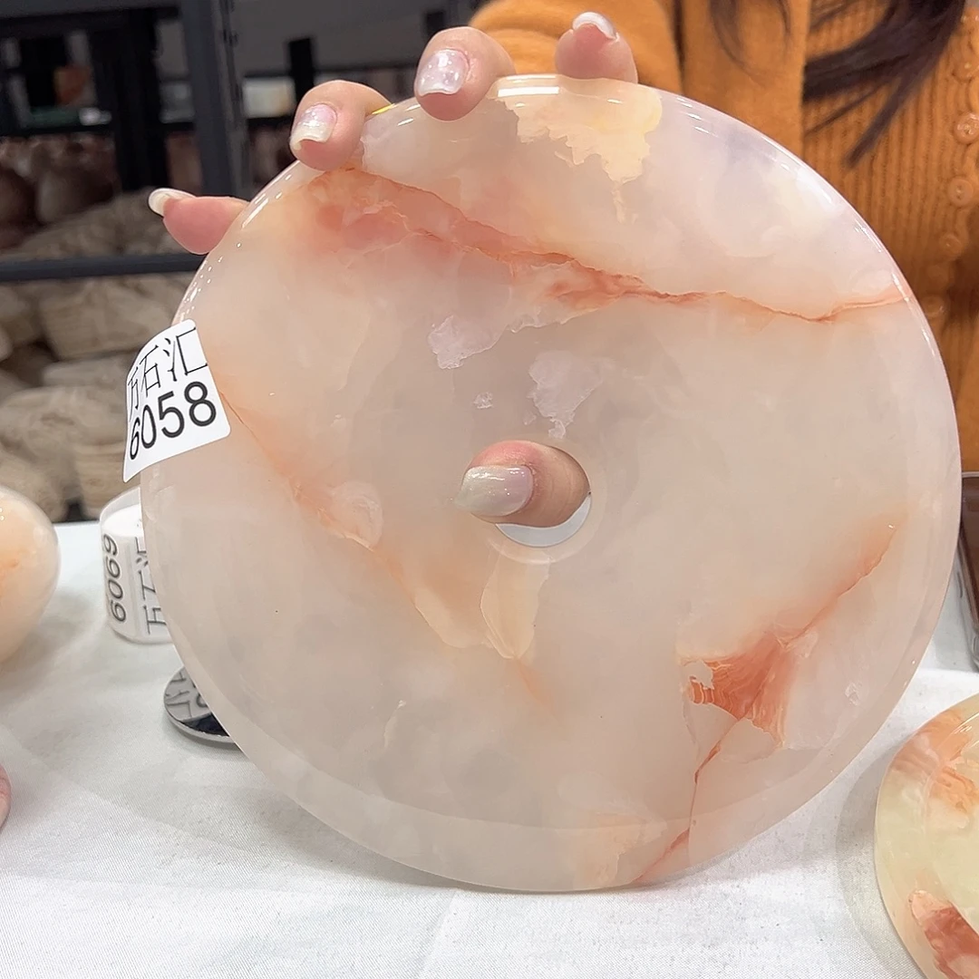 石材6058平安扣三件套带夹子锦盒