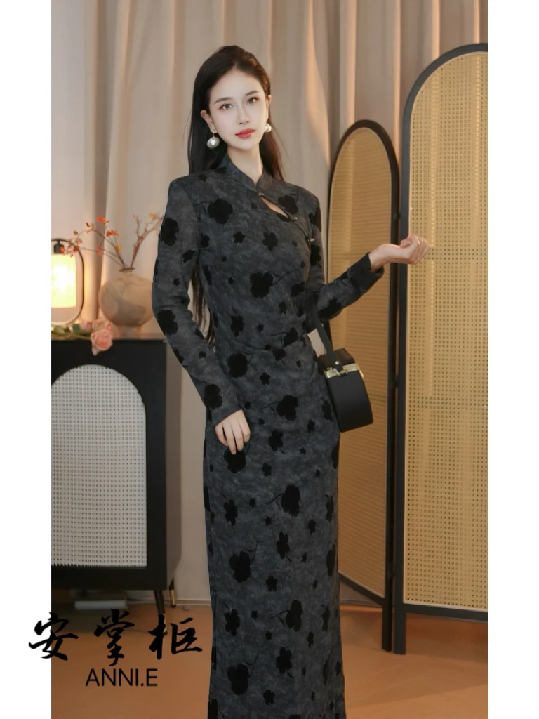安掌柜显瘦旗袍连衣裙JKL9653