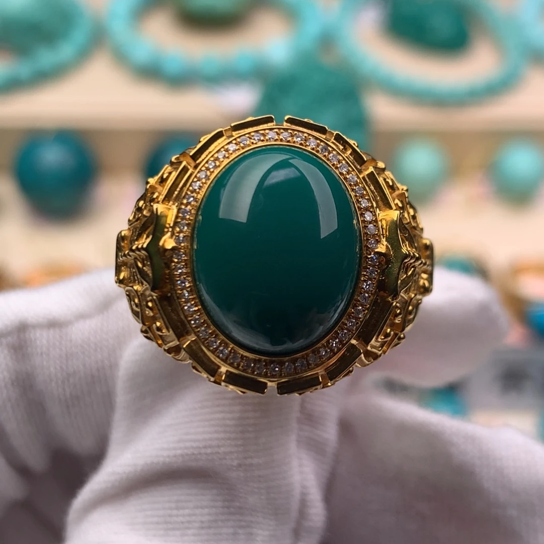 绿松石18K金镶嵌珠宝奇石