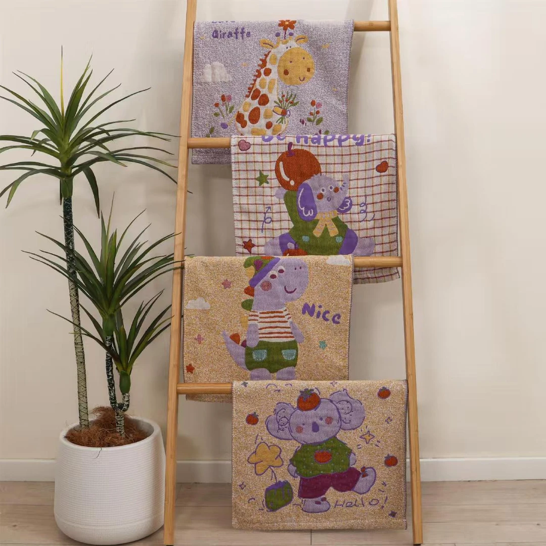 【4条装】新款35X35cm纯棉纱布儿童成人毛巾a类家用