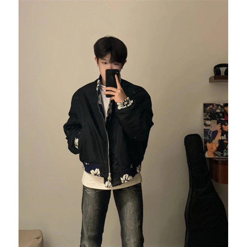 提花设计感美式外套男春季高级感ma1飞行夹克短款潮流痞帅棒球服