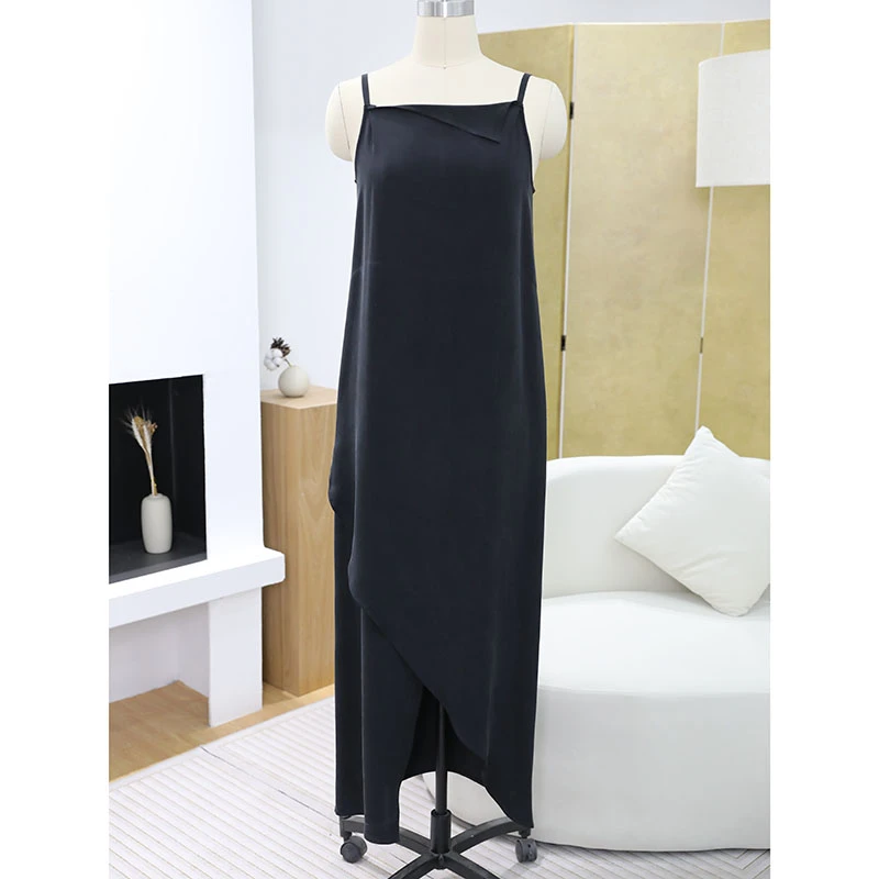 JUZININE【主播样衣】原创设计砂洗双绉吊带连衣裙 756A 100%桑蚕丝