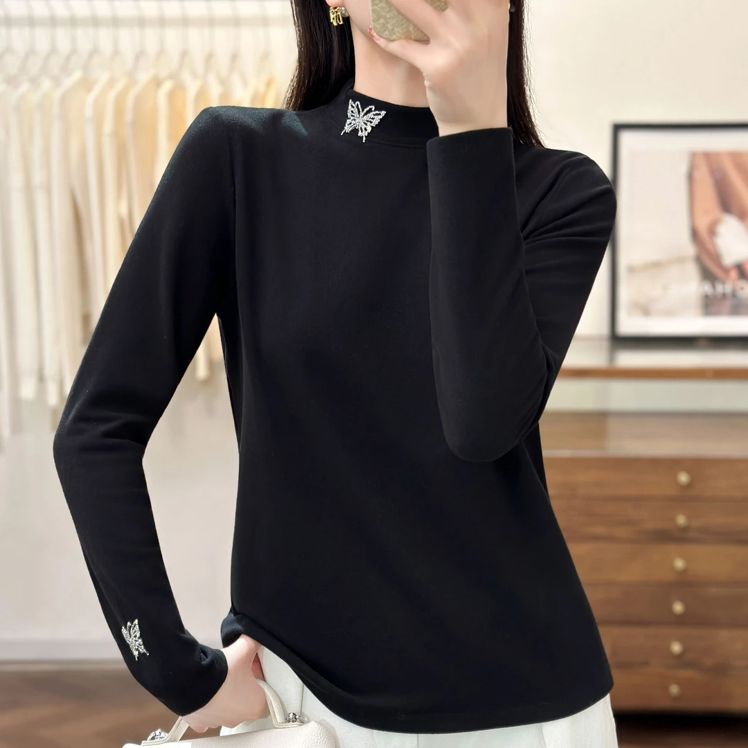 1937~水晶之恋~设计师高定！蝴蝶烫钻潮流中领长袖！