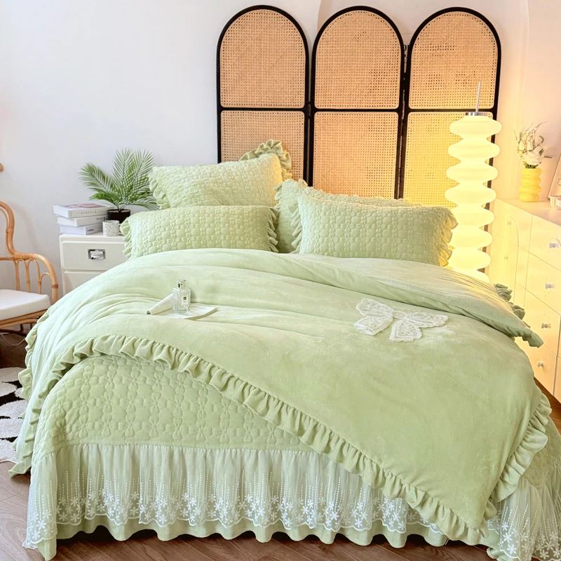 ☆婴儿绒秋冬季保暖【四件套】±10斤 赫琳娜系列家用床裙款床上用品