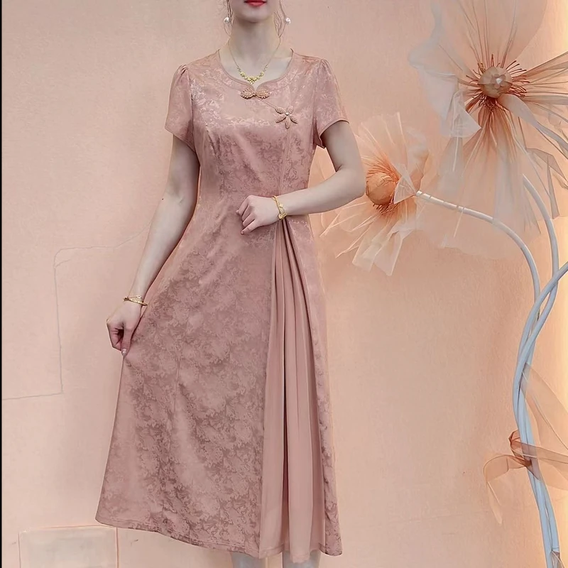 【典雅定制】夏季款新高贵修身优雅收腰显瘦国风婚宴连衣裙