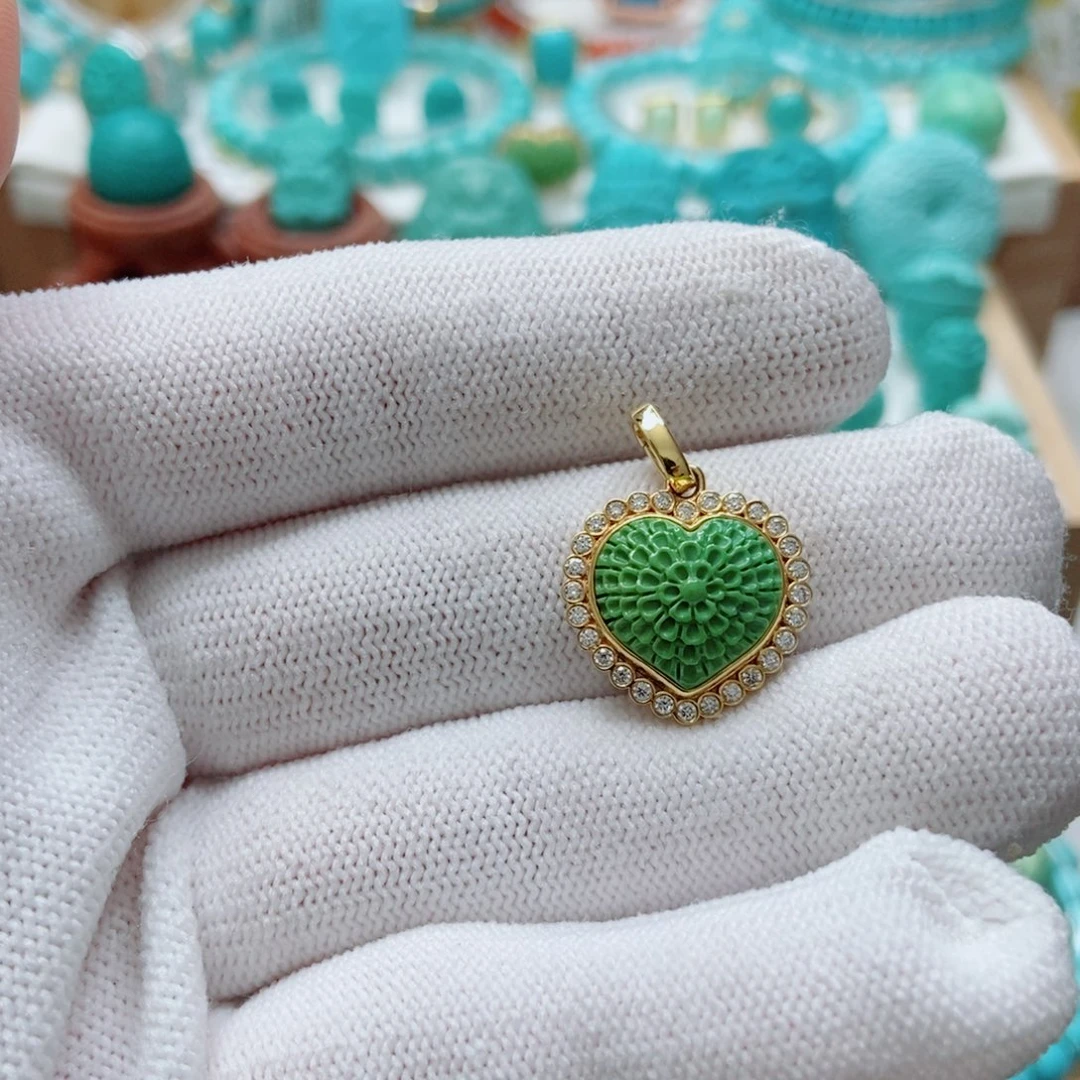 绿松石18K金镶嵌格桑花