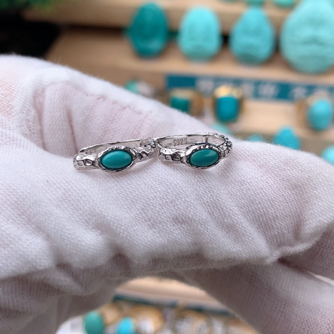 绿松石珠宝奇石银S925镶嵌