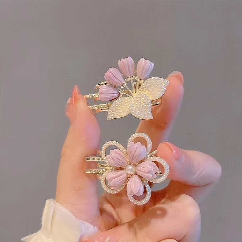 夏季新款甜美精致花朵珍珠小号发夹女侧边夹刘海夹碎发鸭嘴夹发饰
