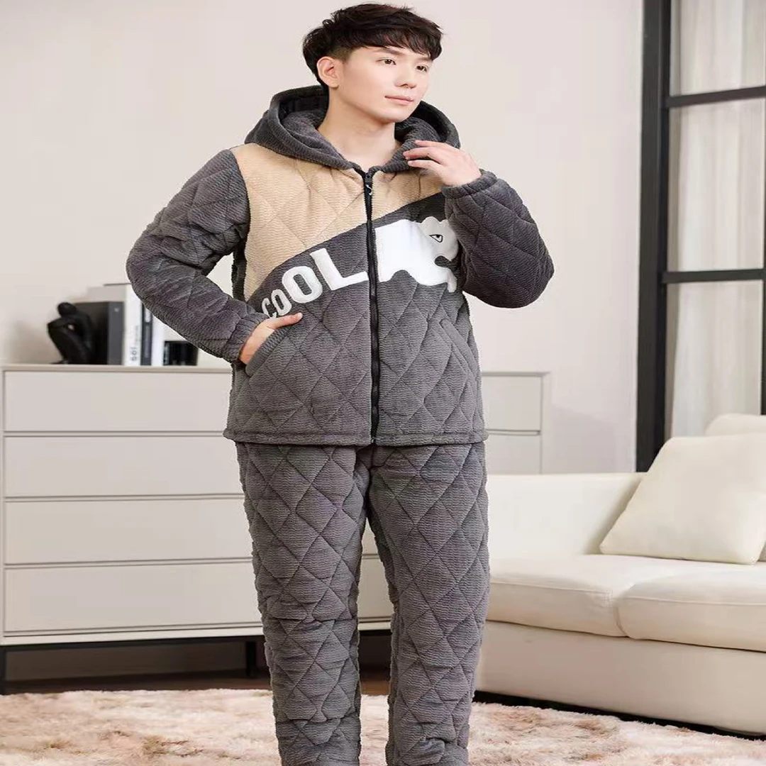 3202款男士亲子加厚三层外穿家居服